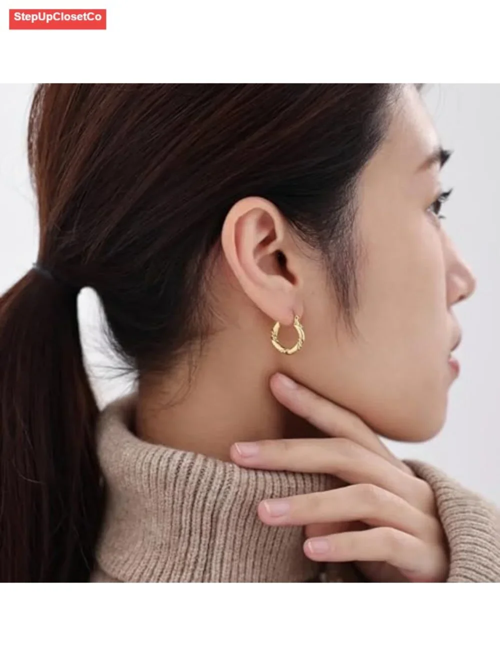 14K Gold Plated Twisted Huggie Hoop Earrings for Women, 925 Sterling Silver